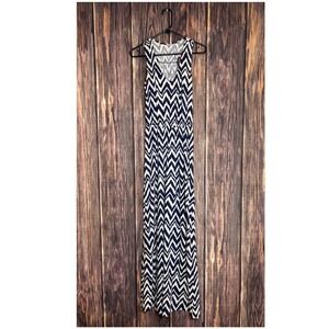 illy Pulitzer Mills Maxi Dress Women XS Blue Chevron Sleeveless Get Your Chev On